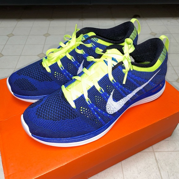 Nike Flyknit Lunar One+ Game Royal/Volt - Size 8.5 Men - Picture 8 of 10